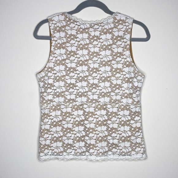 Kathleen Kirkwood Cream Beige Floral Lace Tank Top Cami Size Small - Picture 2 of 10